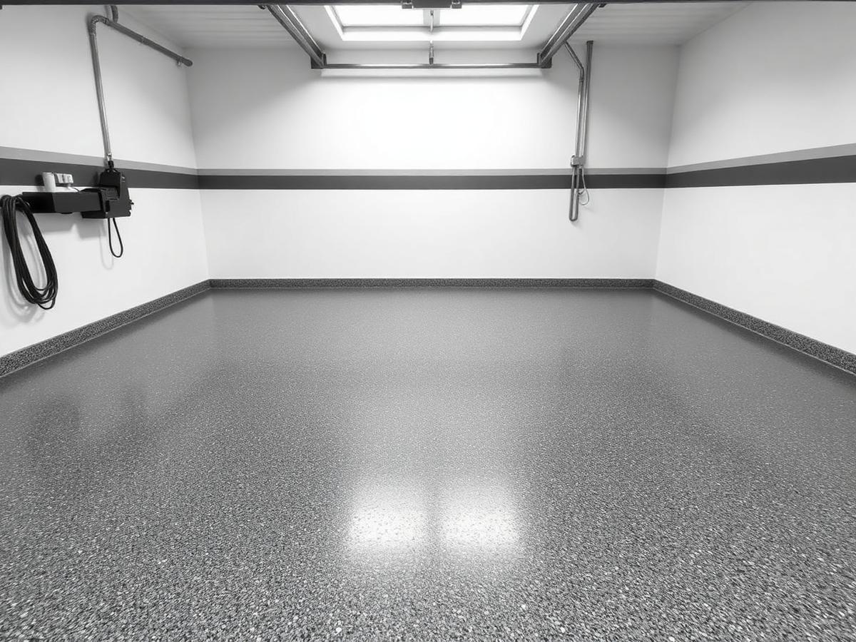 Gray flake epoxy garage floor coating